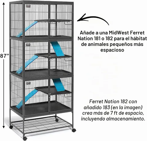 Vista 3 de Jaula para hurón MidWest Homes for Pets, modelo Deluxe Ferret Nation, Nación Hurón, Platino/Gris