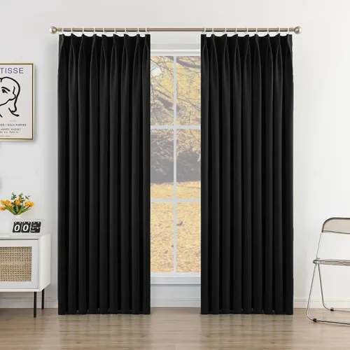 Vista 12 de MUMFAS - Cortina de Pliegue con Enganche, Crema Beige, 52" de ancho x 63" de largo, 50% Opaca, Aislamiento Térmico, Cortina de Puerta de Patio