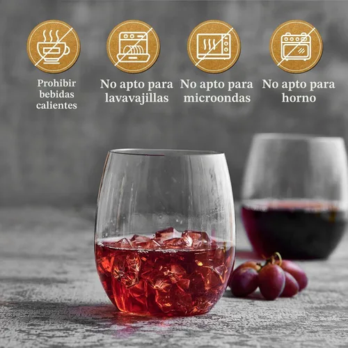Vista 5 de FOCUSLINE Paquete de 32 copas de vino de plástico sin tallo, vasos de vino desechables transparentes de 12 onzas, copas de vino de plástico