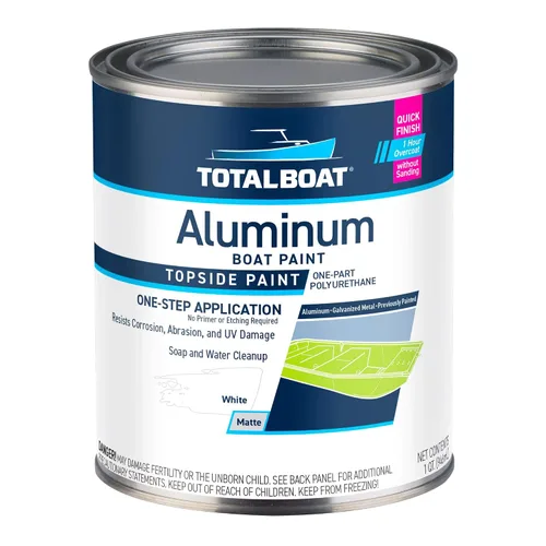 Vista 20 de TotalBoat Pintura de aluminio para lanchas, barcos bajos, botes, botes anfibios, barcos Jon y pontones (Verde Ejército, Quart)