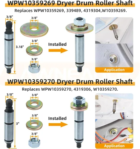 Vista 6 de WPW10314173 Kit de soporte de tambor de rodillo para secadores Whirlpool Maytag Includes WPW10314173 Roller Drum Support Kit with WP691366 Idler