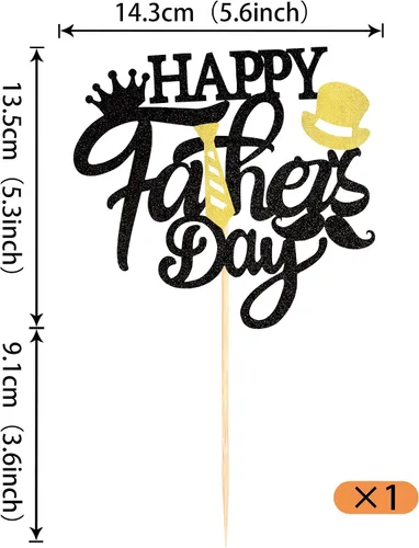 Vista 2 de 1 paquete de decoración de pastel con purpurina para el Día del Padre con purpurina para el mejor papá para tartas Super Dad Tie Hat Bigote