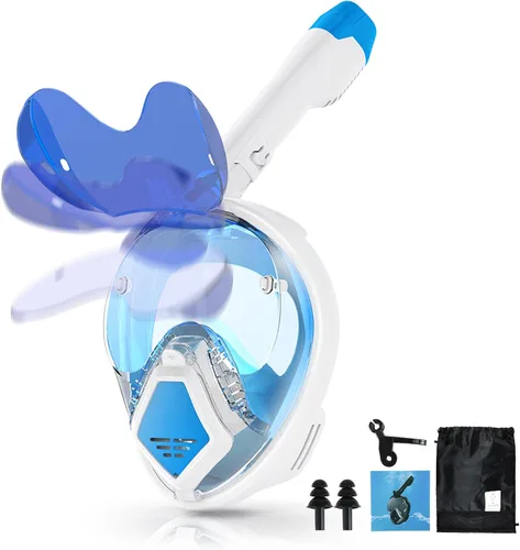 Vista 10 de Devilfish Full Face Snorkel Mask Adults, Dry Top System Snorkeling Set with Foldable Sunglasses, 180 Degree Panoramic View Snorkel Gear, Scuba