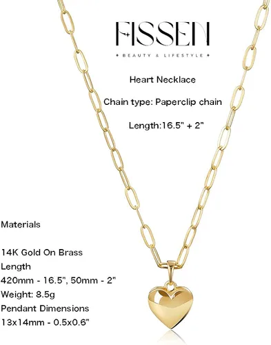 Vista 5 de Lindos collares de corazón para mujer, collar de corazón abierto de oro de 14 quilates, collar con dije de corazón de oro delicado, joyería estética