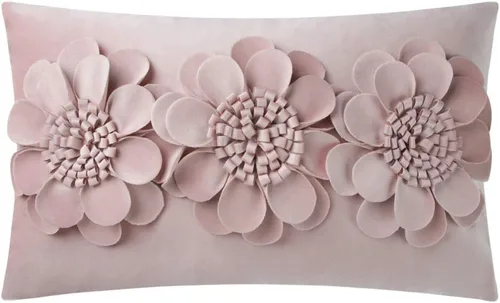 Vista 21 de JWH - Funda de almohada de flores 3D, terciopelo, rosa brillante, 12 x 20 pulgadas Acento decorativo de girasol, diseño floral lumbar, cama