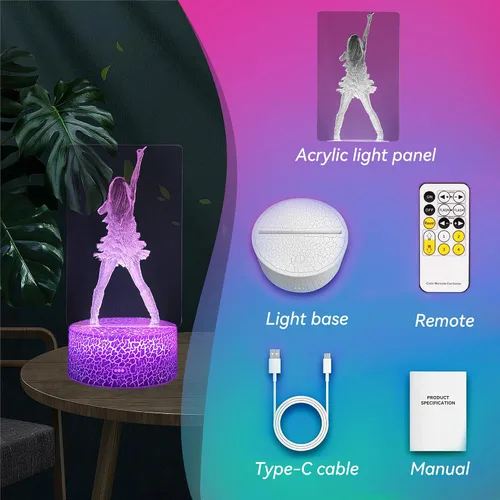 Vista 7 de Regalos para niñas, regalo de cumpleaños de niña cantante, decoración para habitación. Lámpara de mesa para suministros de fiesta musical. Luz
