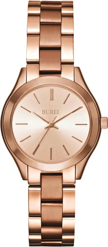 Vista 10 de BUREI Reloj de negocios para mujer con fecha de día, movimiento de cuarzo analógico, pulsera de acero inoxidable de oro plateado, reloj de moda