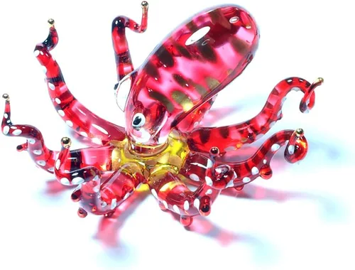 Vista 3 de Figura hecha a mano de cristal soplado a mano de pulpo marino