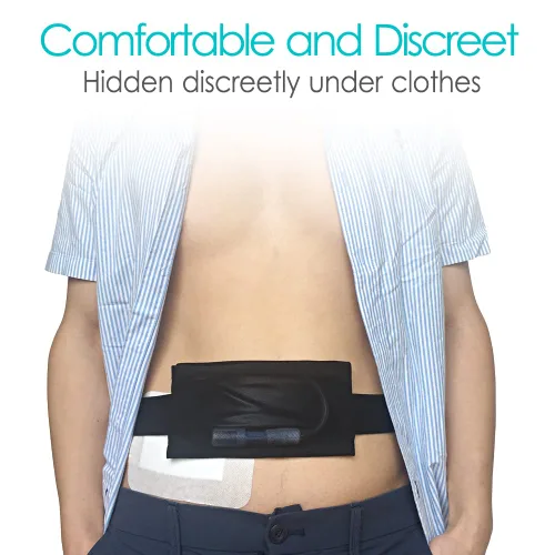 Vista 3 de Cinturón de diálisis peritoneal transpirable con bolsillo de malla, soporte para catéter PD, accesorios sin rebote para juego de transferencia