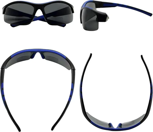 Vista 2 de Eyekepper TR90 Sports - Gafas de sol bifocales polarizadas de policarbonato sin montura, Marco negro-azul matelente gris