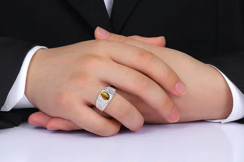 Vista 2 de Rylos Anillos para hombre Anillo de pepita de diseñador piedra preciosa ovalada de 9X7MM y diamantes brillantes - Anillos de piedra natal
