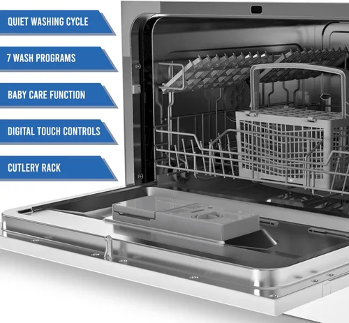 Vista 2 de Farberware Lavavajillas Compacto para 6 Cubiertos - Mini Lavavajillas Portátil de Encimera con 7 Programas de Lavado - Perfecto para Espacios