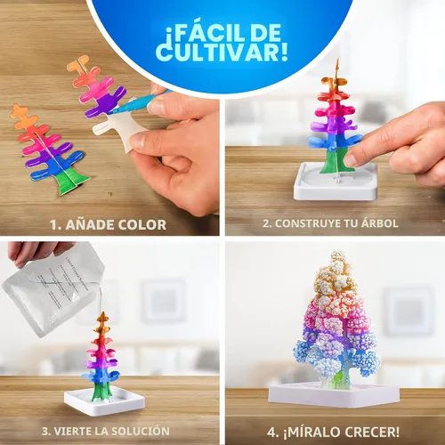 Vista 3 de Kits de manualidades National Geographic para niños - Kit de cultivo de cristales, haz crecer 6 árboles de cristales en solo 6 horas, kit
