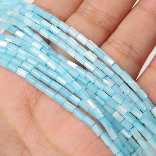Vista 9 de Los granos naturales del espaciador del tubo del grano de Shell de agua dulce teñidos madre de perlas flojas para la fabricación de la joyería, 1