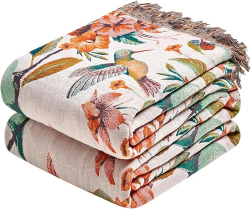Vista 12 de Manta Bohemia – Manta suave 100% algodón para cama, 60"x80", reversible, transpirable, ligera, para otoño, todas las estaciones, decoración de casa