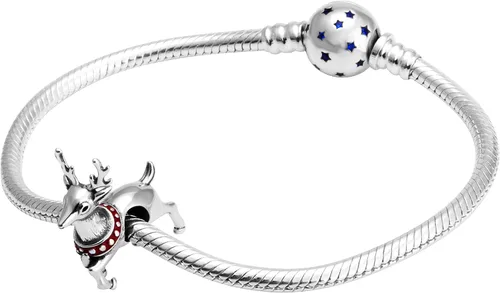 Vista 4 de SOUKISS Dijes de reno de Navidad de plata de ley 925, Papá Noel, adornos de calcetines para pulsera