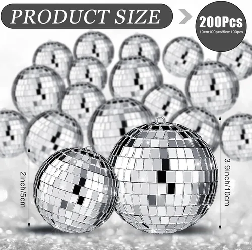 Vista 3 de Hoolerry - 200 piezas de mini espejos de bola de discoteca adornos