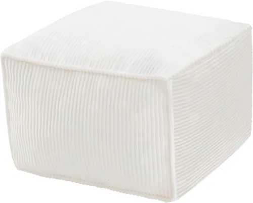 Vista 11 de MeMoreCool Puf otomano redondo, reposapiés de pana beige con relleno de espuma, taburete compacto para sofá, decoración de sala de estar
