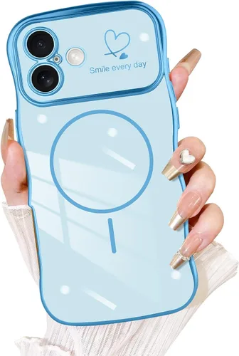 Vista 25 de Fiyart - Funda diseñada para iPhone 16 Pro, marco de onda lindo con forma rizada, corazones de amor chapados para mujeres y niñas, protección