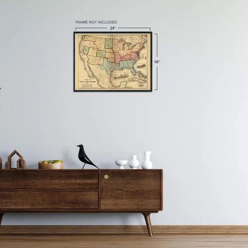 Vista 4 de HISTORIX Vintage 1861 American Civil War Map - Mapa vintage de los Estados Unidos de 18 x 24 pulgadas que muestra la ubicación de puestos militares