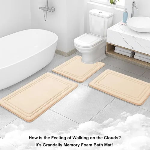 Vista 9 de Grandaily Alfombra de Baño de Espuma Viscoelástica 24x16, Ultra Suave, Antideslizante y Absorbente, Alfombras de Baño Lavables a Máquina y Secables