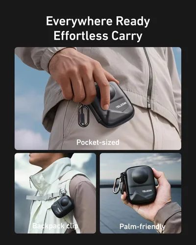 Vista 4 de TELESIN Osmo 360 - Funda de transporte para DJI Osmo 360, bolsa de almacenamiento pequeña portátil, funda protectora, protector de viaje con correa