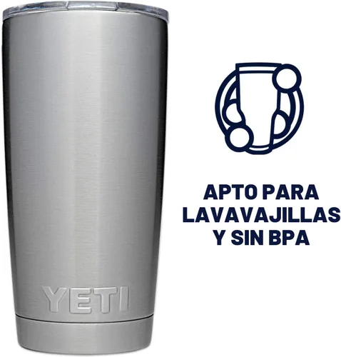 Vista 5 de YETI Rambler - Vaso de acero inoxidable con aislamiento al vacío de 20 onzas con tapa MagSlider Todo acero inoxidable