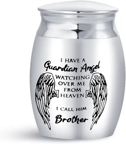 Vista 14 de Auntie Guardian Angel Mini Urnas de cremación para cenizas humanas, portátil, tamaño pequeño, de acero inoxidable, recuerdo, regalos funerarios