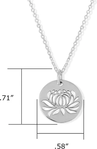 Vista 4 de Boma Jewelry Collar con colgante de flor de loto de plata de ley, 20.0in