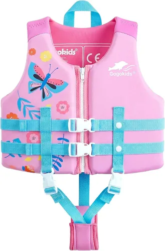 Vista 13 de Gogokids Chaleco de natación para niños de 2-3-4-5-6-7-8-9 años, flotadores de piscina para niños de 30-50-70 libras, flotabilidad para niños