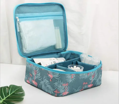 Vista 2 de Neceser multifunción bolsa de cosméticos portátil bolsa de maquillaje impermeable bolsa de viaje colgante organizador bolsa para mujeres niñas, Gris