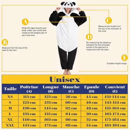 Vista 6 de Très Chic Mailanda Sherpa Unisex Adult Animal Onesies Cosplay Pajamas Sleepwear Halloween Costume