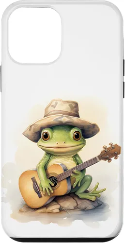 Vista 16 de Cute Little Green Frog Playing Guitar Case for iPhone 16