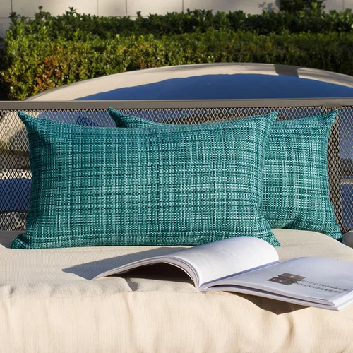 Vista 68 de Kevin Textile - Juego de 2 fundas de almohada decorativas para exteriores, impermeables, para jardín, patio, tienda de campaña, sofá, de 16 x 16