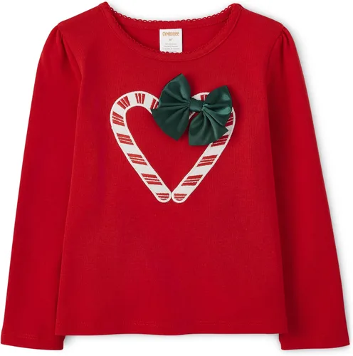 Vista 5 de Gymboree Camisetas de manga larga bordadas para otoño y vacaciones para niñas y niños pequeños Perfume negro