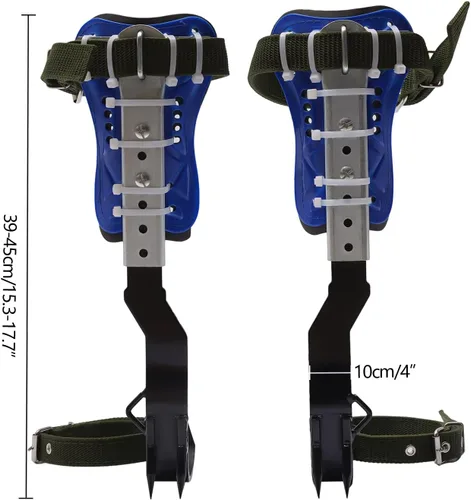 Vista 3 de Juego de picos de escalada de árboles, estacas ajustables de acero inoxidable para escalada de árboles con cinturón de arnés y correa trasera