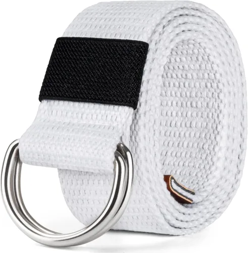 Vista 22 de Cinturón para mujeres y hombres de lona con hebilla negra 1 1/2" de ancho extra larga color sólido