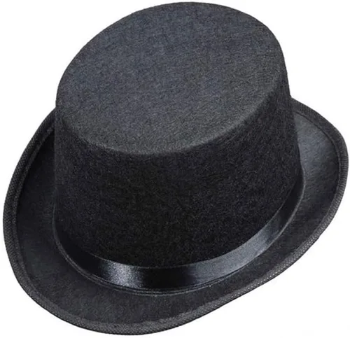Vista 2 de Rhode Island Novelty Sombrero de Copa Formal de Disfraz de Mayordomo de Mago Negro de Lujo, Uno por Pedido