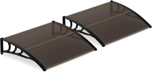 Vista 15 de Tangkula Paquete de 2 toldos de ventana de 30 x 39 pulgadas, toldo moderno de policarbonato para puerta superior con hoja hueca para protección