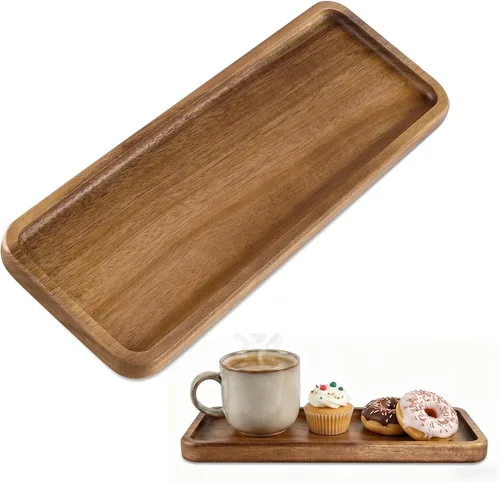 Vista 11 de Bandeja pequeña de madera Bandeja de madera de acacia para tocador, encimera de baño, mesa de café e inodoro Perfecto para joyas, llaves