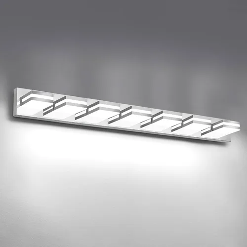 Vista 11 de IZORRO Luces LED modernas para baño (8 luces, regulables), iluminación de pared acrílica blanca mate, luces de tocador para baño sobre espejo, 6000