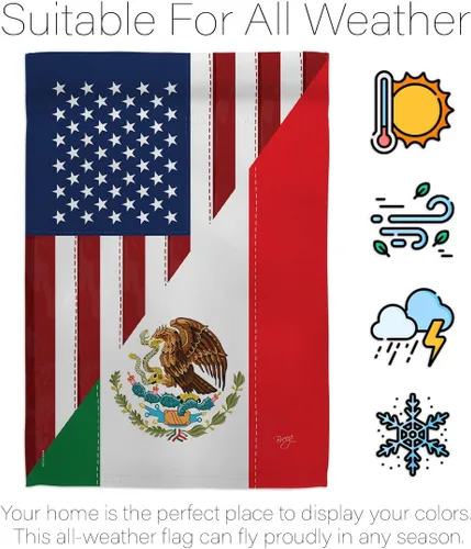 Vista 6 de Breeze Decor Bandera de la Amistad de Estados Unidos y México, Alianza Regional Americana, País Mundial, Decoración de Área Particular, Cartel