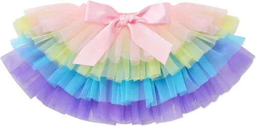 Vista 3 de ODASDO Conjunto de 3 piezas para bebé niña con diseño de arco iris para el primer y segundo cumpleaños de la torta
