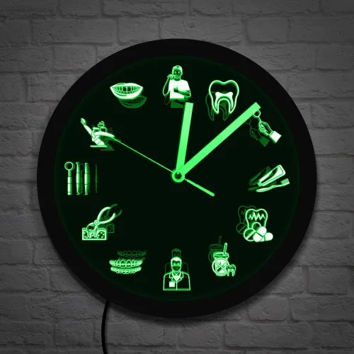 Vista 6 de The Geeky Days Dentista Clínica Dental Neón Reloj de Pared Señal Dental Oficina Higienista Iluminación LED Decoración Regalo