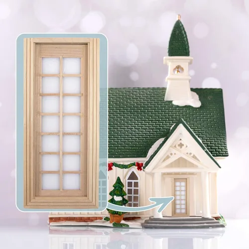 Vista 2 de AUEAR, Muebles en miniatura 1:12, puertas de madera sin pintar para manualidades de escenas caseras de bricolaje (14 panel)