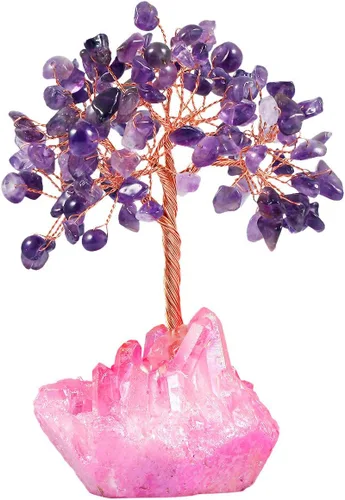 Vista 23 de Mookaitedecor - Árbol de cristal con base de cuarzo, bonsái para la riqueza y buena suerte Árbol bonsái, árbol de dinero para la suerte