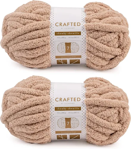 Vista 41 de Crafted By Catherine Hilo de Chenille Grueso - Paquete de 2 (8 oz / 227 g, 31.7 Yardas Cada Madeja), Beige, Calibre 7 Jumbo