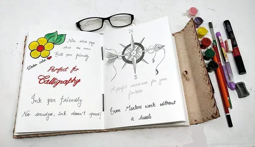 Vista 5 de jaald Diario de cuero de 10 pulgadas con candado, cuaderno en blanco hecho a mano, bloc de notas para hombres y mujeres, papel sin forro, el mejor