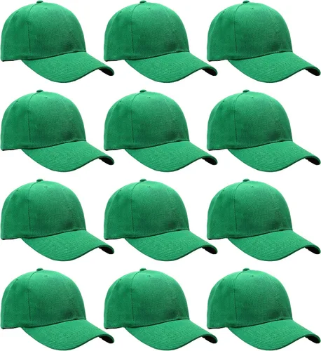 Vista 18 de Falari - 12 unidades de gorras de béisbol, lisas y de tamaño ajustable, venta al por mayor Verde militar