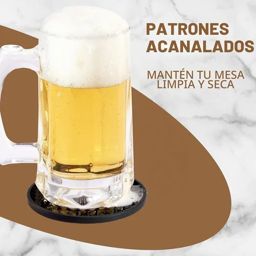 Vista 3 de Coga Juego de 6 posavasos con soporte, posavasos de silicona para cualquier tipo de mesa, mesas de madera, piedra, aptos para lavavajillas Paquete